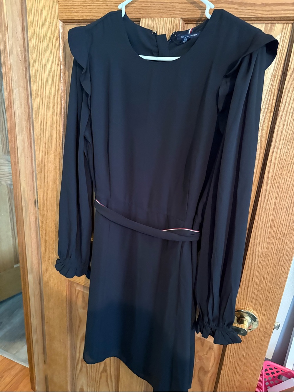 Tommy Hilfiger Black Long Sleeve Ruffle Dress